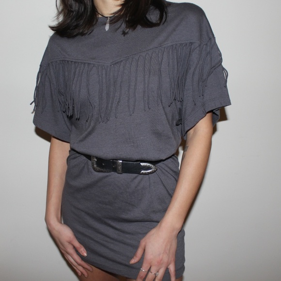 Western Boho Fringe Shirt Dress - Picture 3 of 3